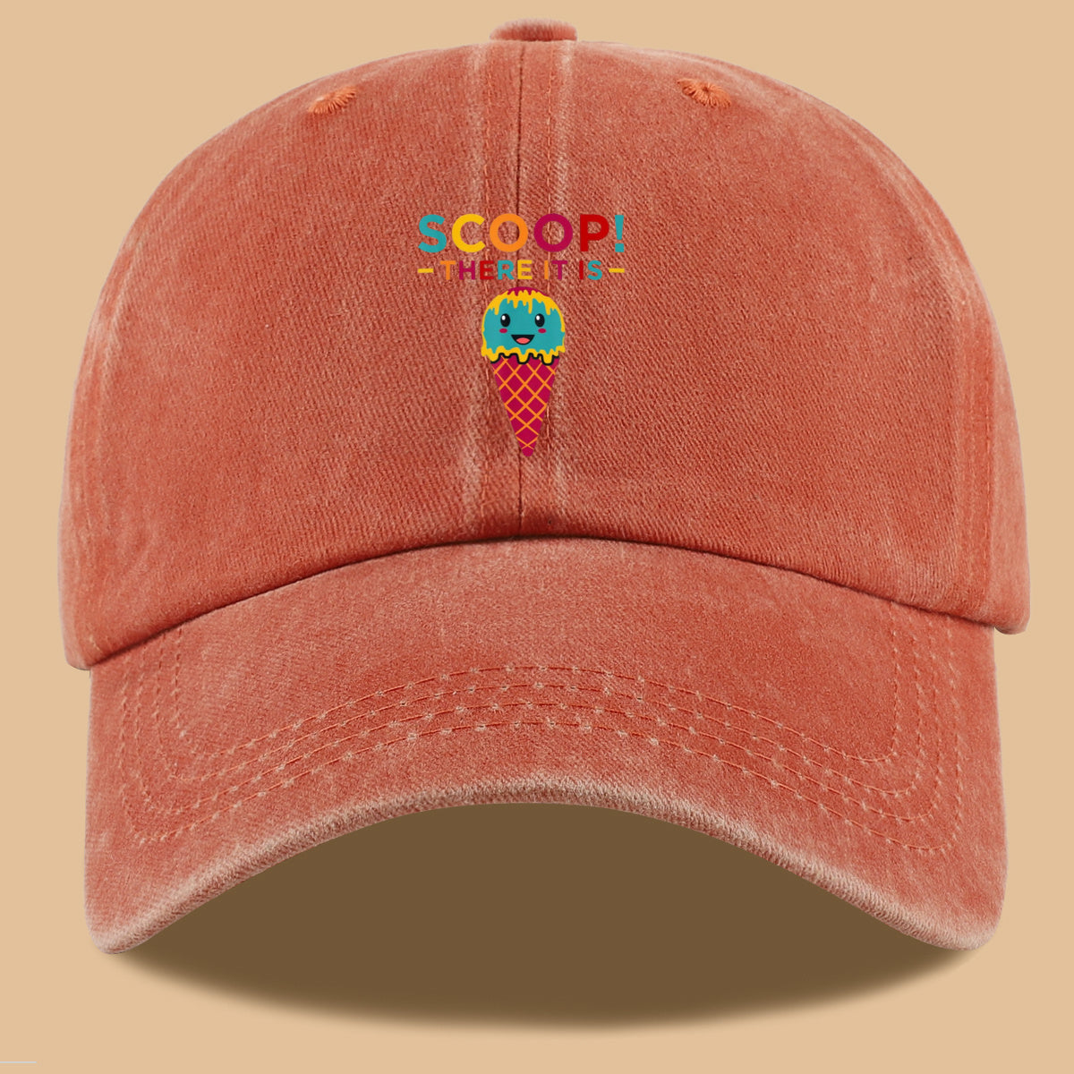 1pc 1pcs Fun Ice Cream Print Baseball Cap with Scoop! There It Is! - Adjustable Unisex Breathable Sun Hat Suitable for &, Summer Outdoor Parties, Picnic, Travel, Casual Wear - Cute, Amusement Parks