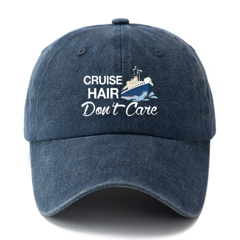 Unisex Polyester Baseball Cap by MAKEFGE, Featuring a Casual 'Hair Don'T Care' Print, Adjustable Hip-Hop Style with a Curved Brim, Perfect for Outdoor Sports And Truck Driving