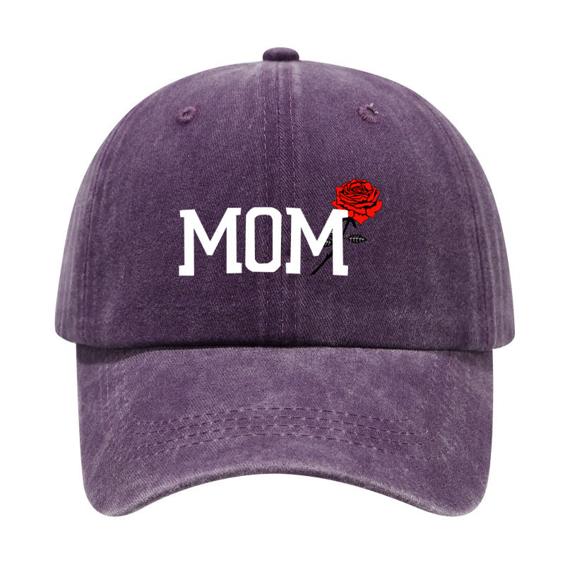 1 Top Water Washed Old Printed Baseball Cap Adult Casual Versatile Retro Old Style MOM Printed Water Washed Soft Top Baseball Cap Unisex Sun Hat