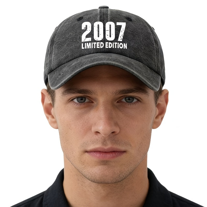 A 2007 LIMITED EDITION Unisex Fashionable and Versatile Printed Baseball Cap, Featuring a Classic Vintage Washed Outdoor Lightweight Curved Brim. This Trucker Baseball Cap Is Suitable for Casual Occasions Such as Outdoor Vacations