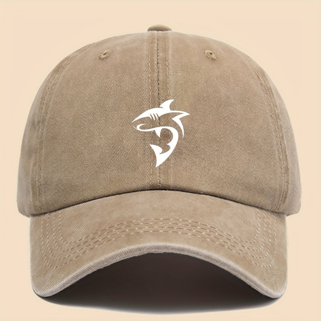 1 Unisex Ocean Theme Baseball Cap with White Shark Graphic Print - Breathable Adjustable Dad Hat for Skateboarding, Hiking, Fishing | Fashion Couple Outdoor Additions, Perfect Gift for Birthdays, Christmas, Halloween, Thanksgiving (Black)