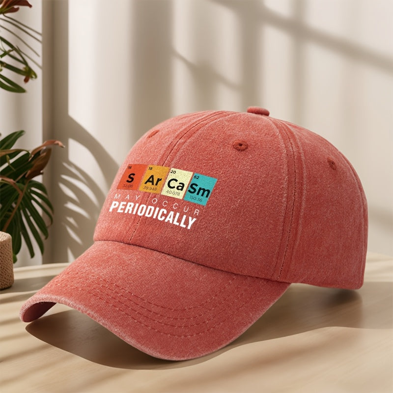 PERIODICALLY Statement Print Baseball Cap Classic Washed Distressed Vintage Duckbill Cap Soft Top Comfortable Adjustable Sun Hat
