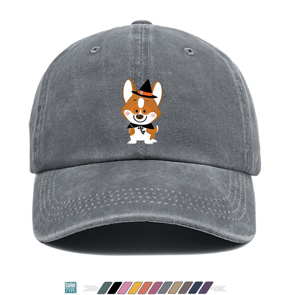 1pc Corgi Dog Cartoon Print Baseball Cap, Cute Wizard Hat with Glasses Design, Comfortable Breathable Sun Hat, Fashionable And Adorable Trendy Hat, Unisex Adjustable Size, Travel Hat, Bestie Shopping Hat, Suitable for Holiday Parties