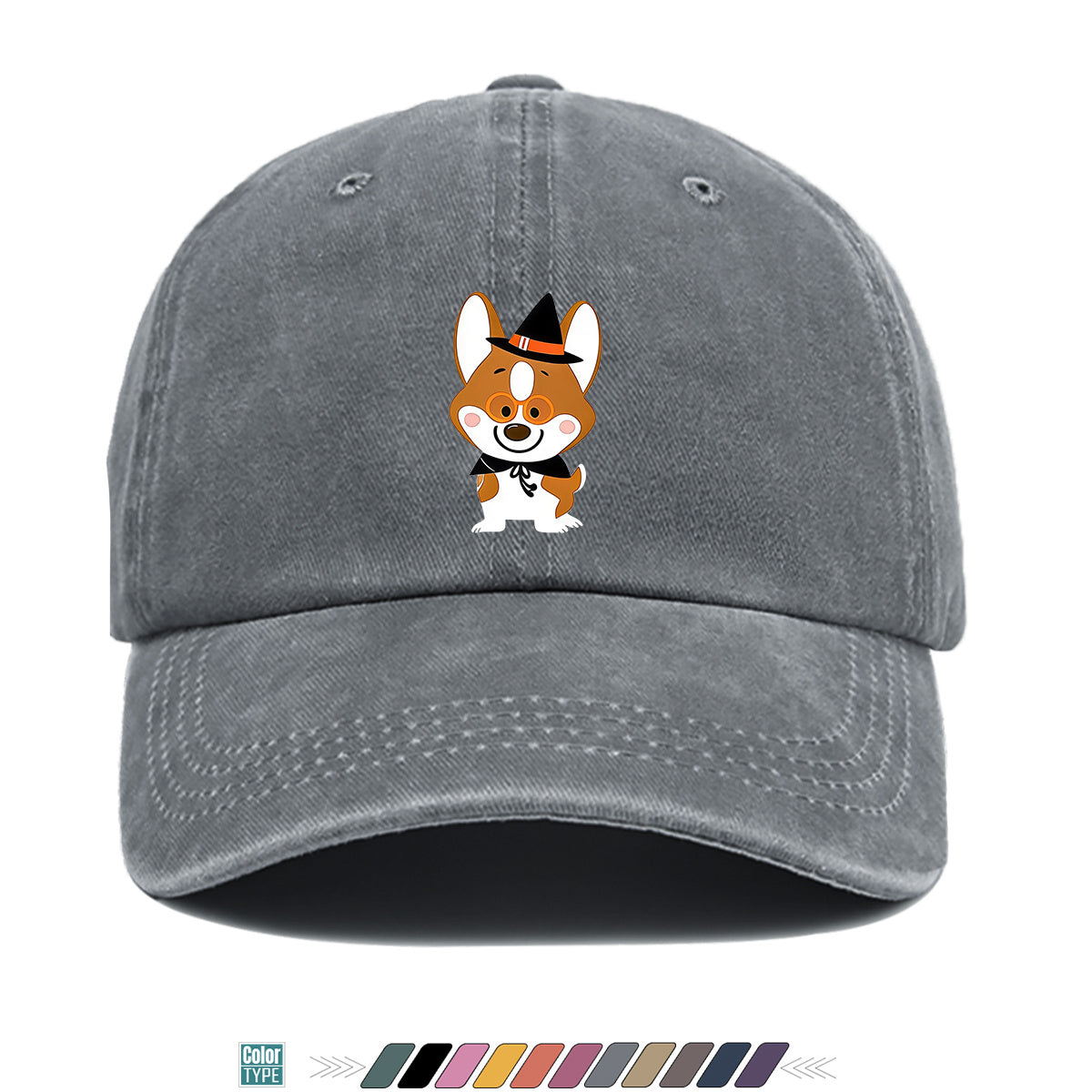 1pc Corgi Dog Cartoon Print Baseball Cap, Cute Wizard Hat with Glasses Design, Comfortable Breathable Sun Hat, Fashionable And Adorable Trendy Hat, Unisex Adjustable Size, Travel Hat, Bestie Shopping Hat, Suitable for Holiday Parties