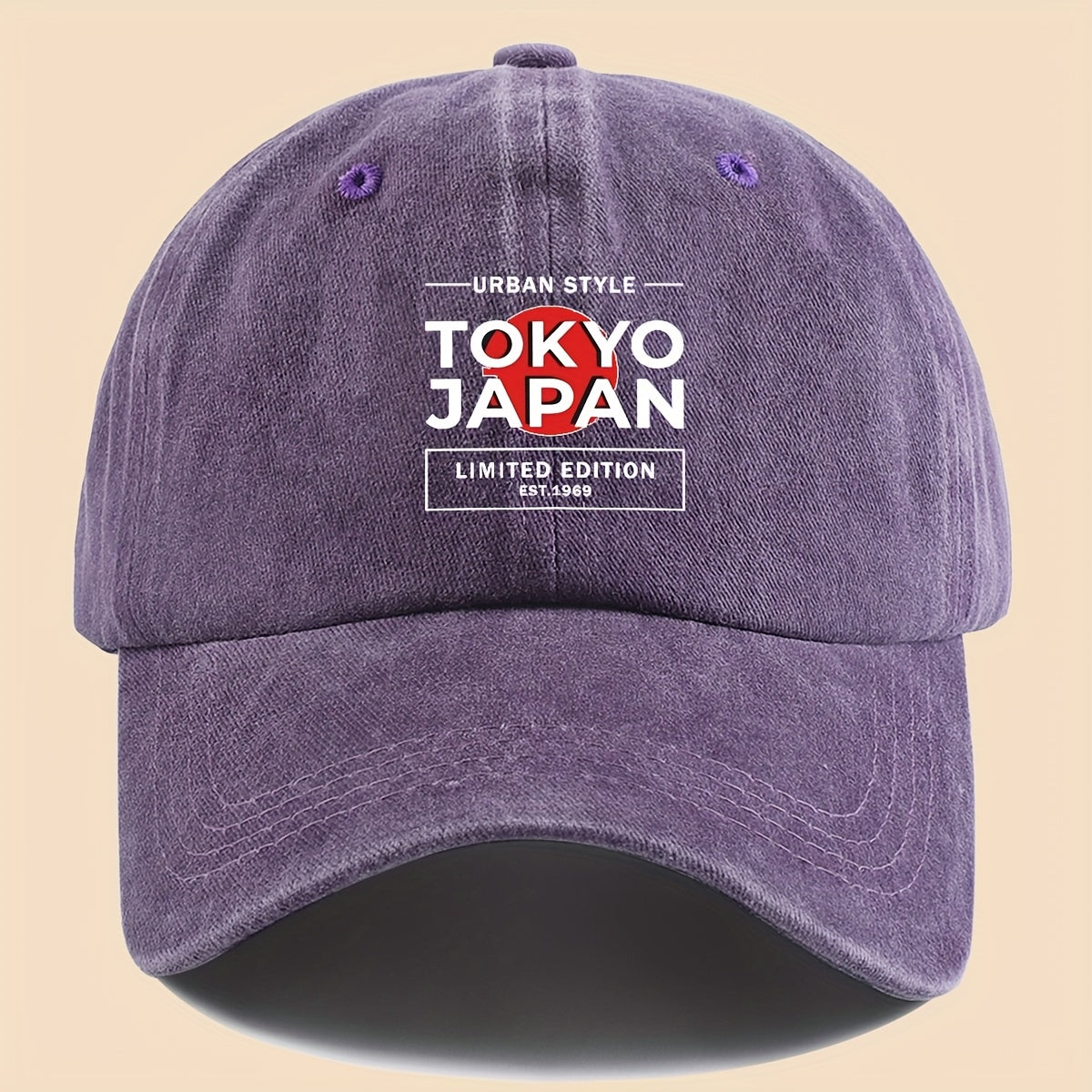 1pc Tokyo Japan City Style Printed Baseball Cap, Unisex, Printed Design, Solid Color Minimalist Vintage Curved Brim Dad Hat, Adjustable Size, All-Season Sun Hat, Suitable for Cycling, Fishing, Hunting, Teen Couple Skateboard Cap, Ideal Gift