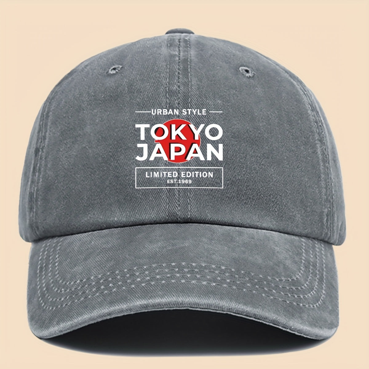 1pc Tokyo Japan City Style Printed Baseball Cap, Unisex, Printed Design, Solid Color Minimalist Vintage Curved Brim Dad Hat, Adjustable Size, All-Season Sun Hat, Suitable for Cycling, Fishing, Hunting, Teen Couple Skateboard Cap, Ideal Gift