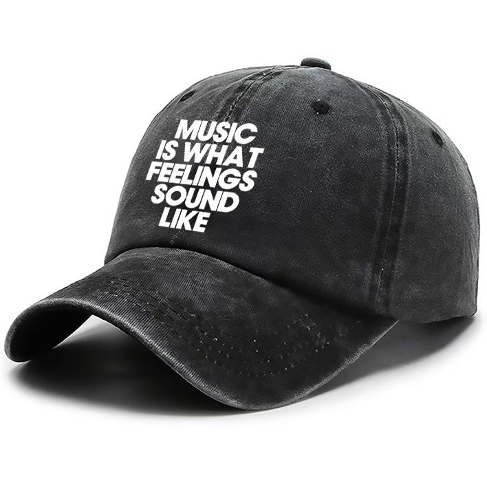 1 Music Print Cap, Women's Outdoor Style Hat, Men's Beach Hat, Washed Baseball Cap, Breathable Washed Cap, Adjustable DAD Cap, Suitable for Outdoor Activities and Parties, for Personal Use or as a Birthday Gift