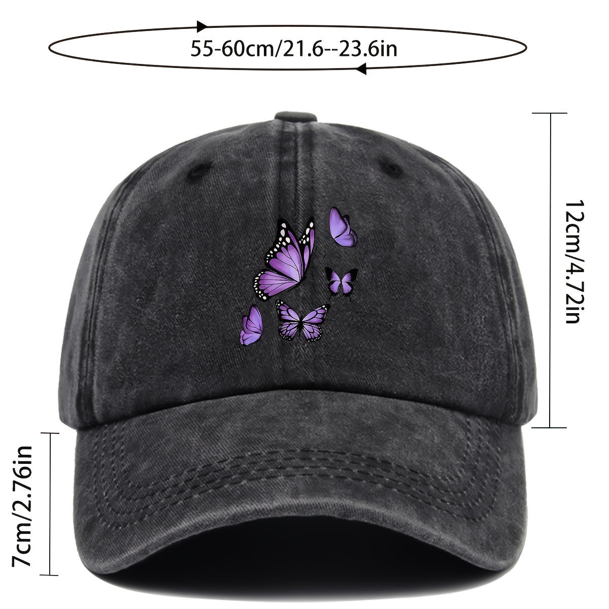 1pc Mother's Day Gift Gorgeous Butterfly Print Baseball Cap Comfortable Breathable Adjustable Size Youth Couple Skateboard Cap Beach Sunshade Seaside Party Travel Suitable for Playing Badminton, Golf, and Other Indoor Sports Suitable as a Birthday Ho