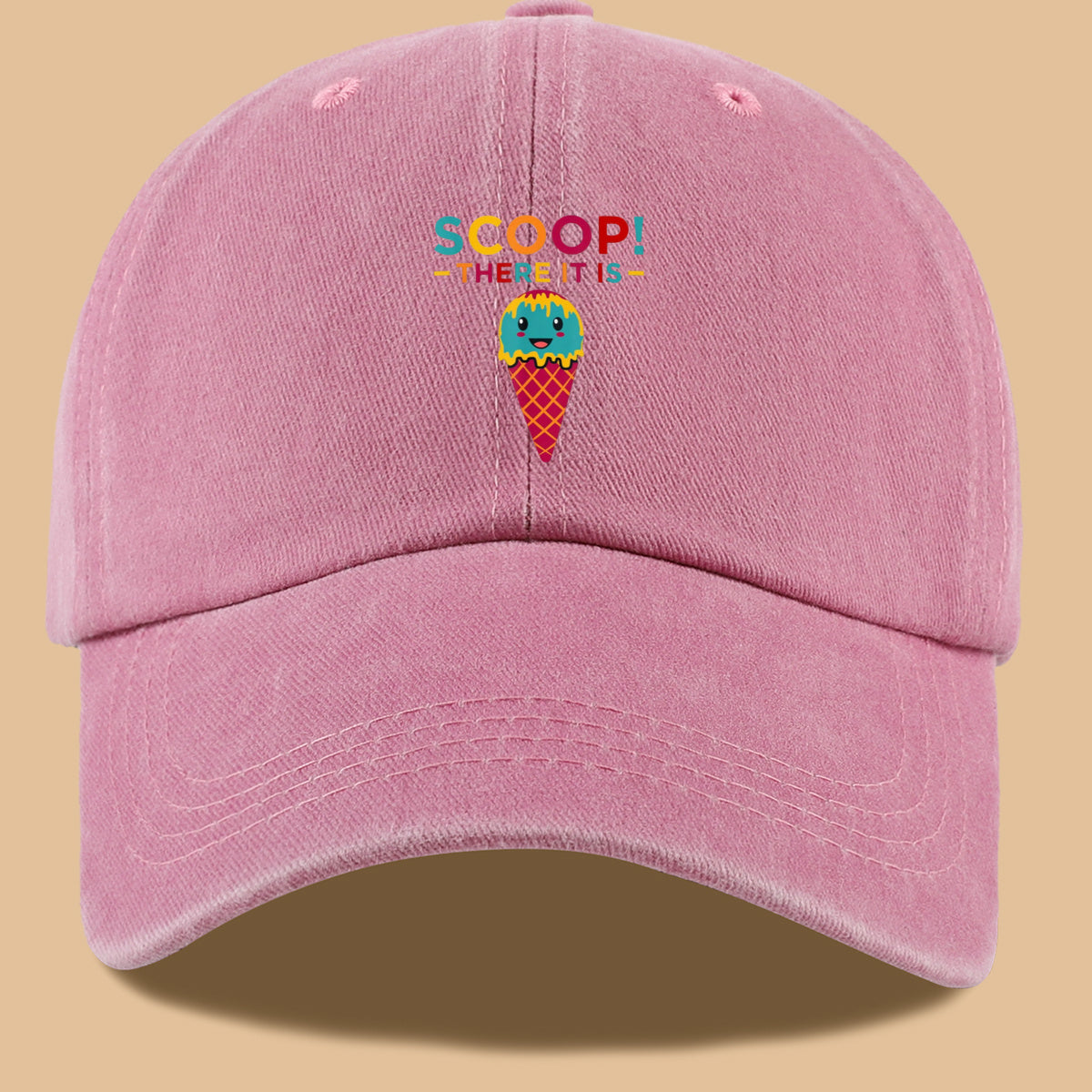 1pc 1pcs Fun Ice Cream Print Baseball Cap with Scoop! There It Is! - Adjustable Unisex Breathable Sun Hat Suitable for &, Summer Outdoor Parties, Picnic, Travel, Casual Wear - Cute, Amusement Parks