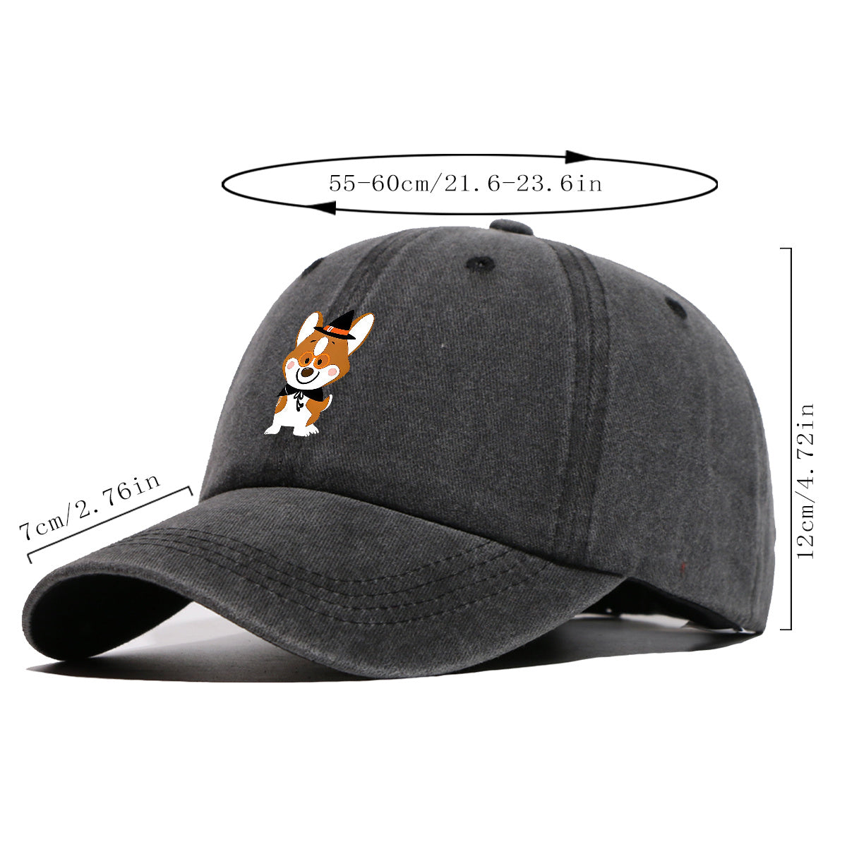 1pc Corgi Dog Cartoon Print Baseball Cap, Cute Wizard Hat with Glasses Design, Comfortable Breathable Sun Hat, Fashionable And Adorable Trendy Hat, Unisex Adjustable Size, Travel Hat, Bestie Shopping Hat, Suitable for Holiday Parties