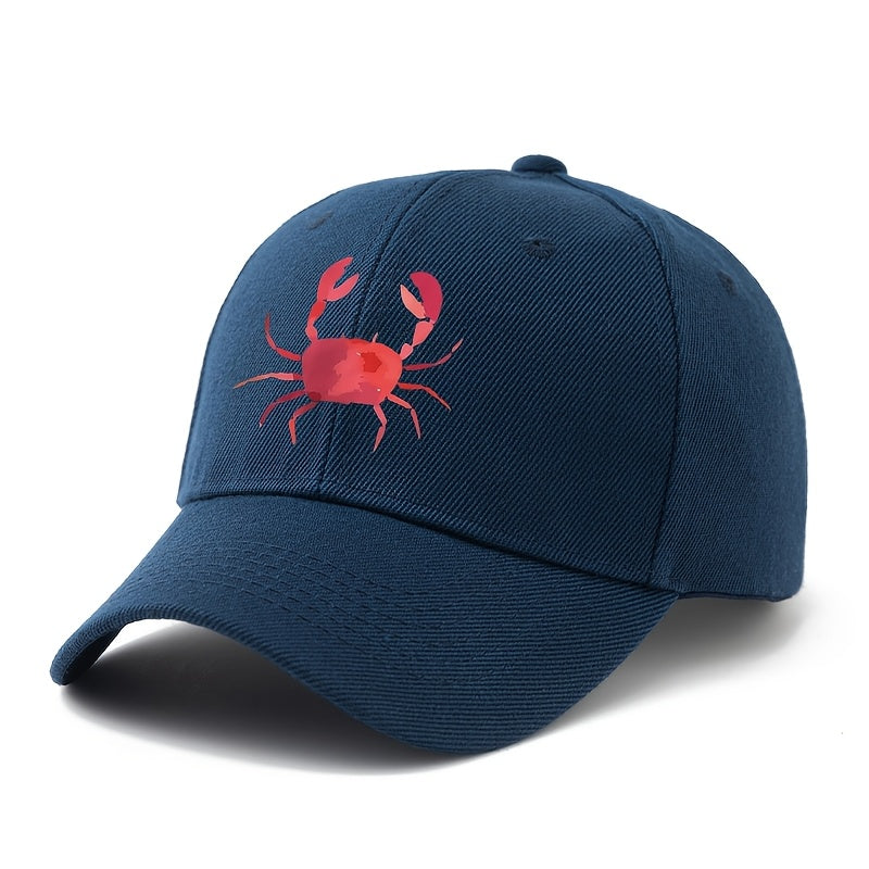 Unisex, Fashionable And Versatile Baseball Cap with Crab Print, Classic Lightweight Outdoor Cap, Suitable for Outdoor Vacations, Travel, Camping, And Other Leisure Occasions. It'S Also a Great Choice for Everyday Wear As a Casual Cap
