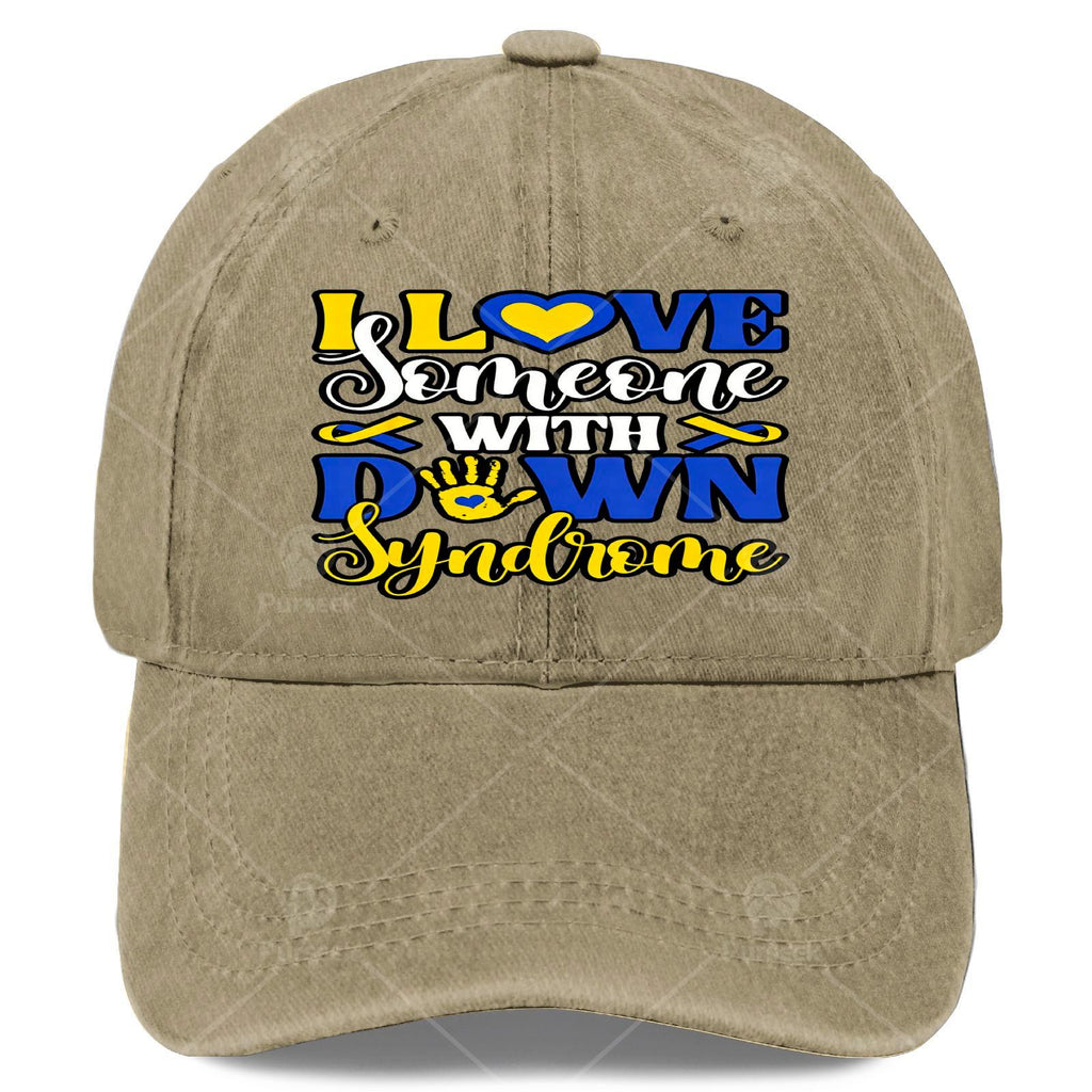 Unisex Baseball Featuring a Blue And Yellow Ribbon for Down Syndrome Awareness