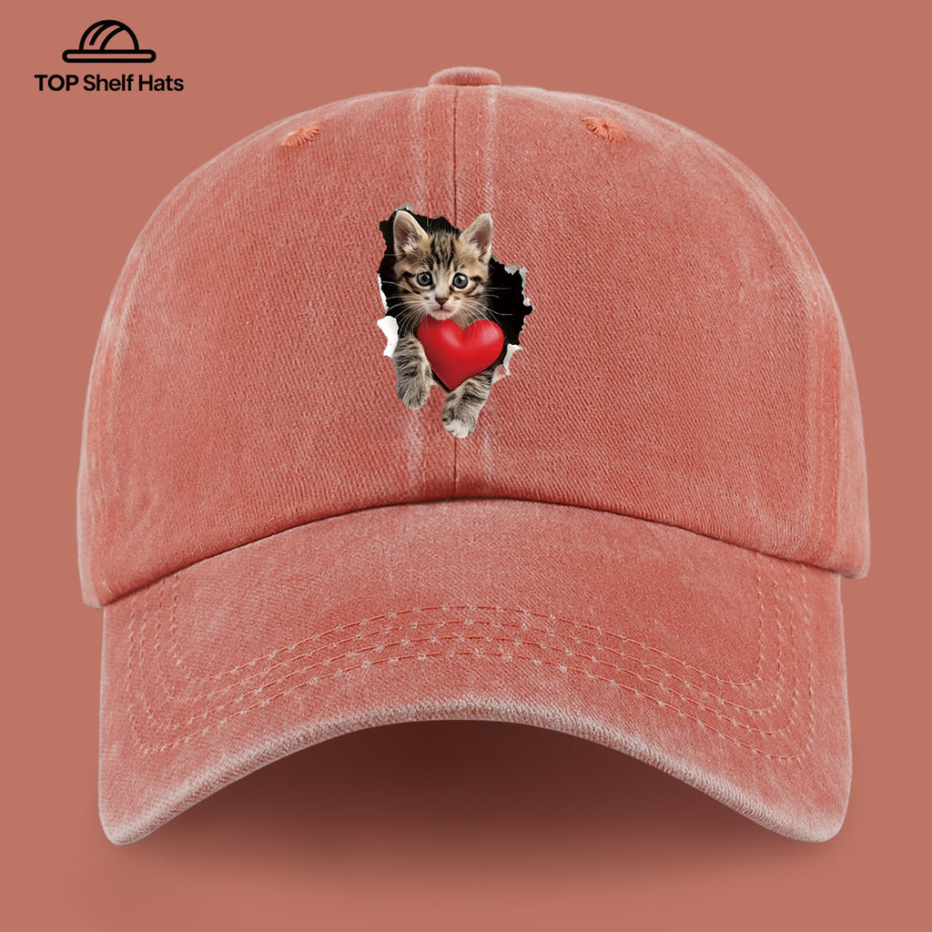 1pc Kitten Print Baseball Cap for Women & Men - Adjustable Snapback, Lightweight Breathable Suitable for Beach, Hiking, Fishing, Daily Wear - Cute Kitten Cap for Outdoor Sports, Gifts for Birthdays, Valentines, for &
