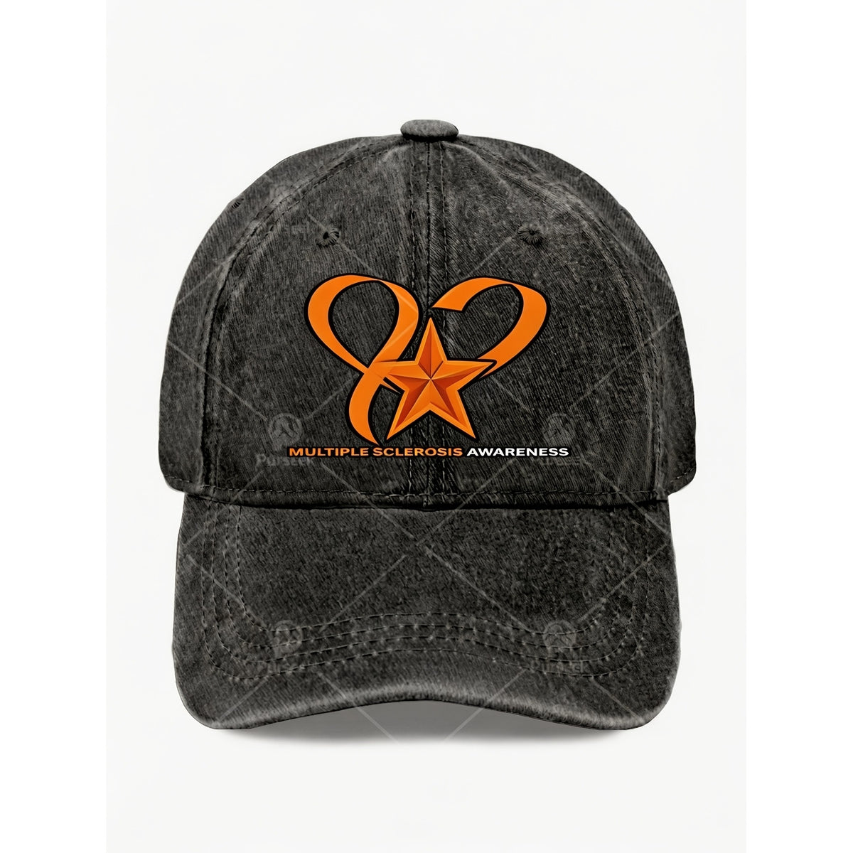 Orange Ribbon Star Multiple Sclerosis Awareness Hat for Men Women Vintage Casual Streetwear Cap Anniversary Gift