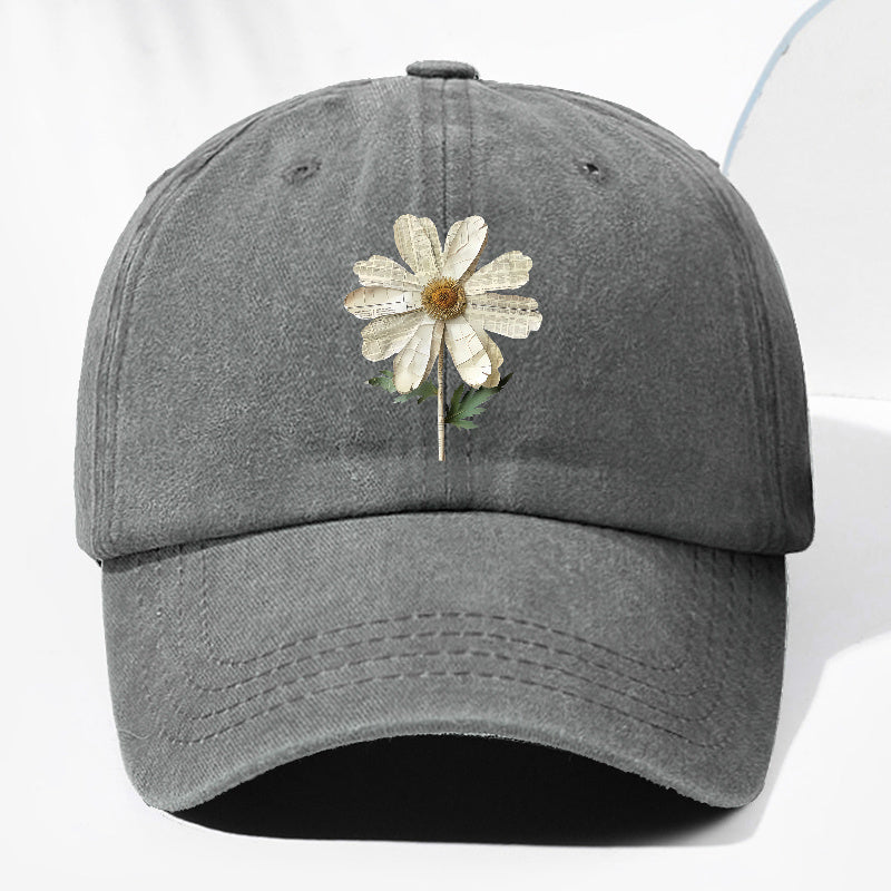 Unisex Floral Print Washed Vintage Baseball Cap Fashion Men Women Sun Hat Adjustable Size Trucker Cap Suitable for All Seasons Daily Wear