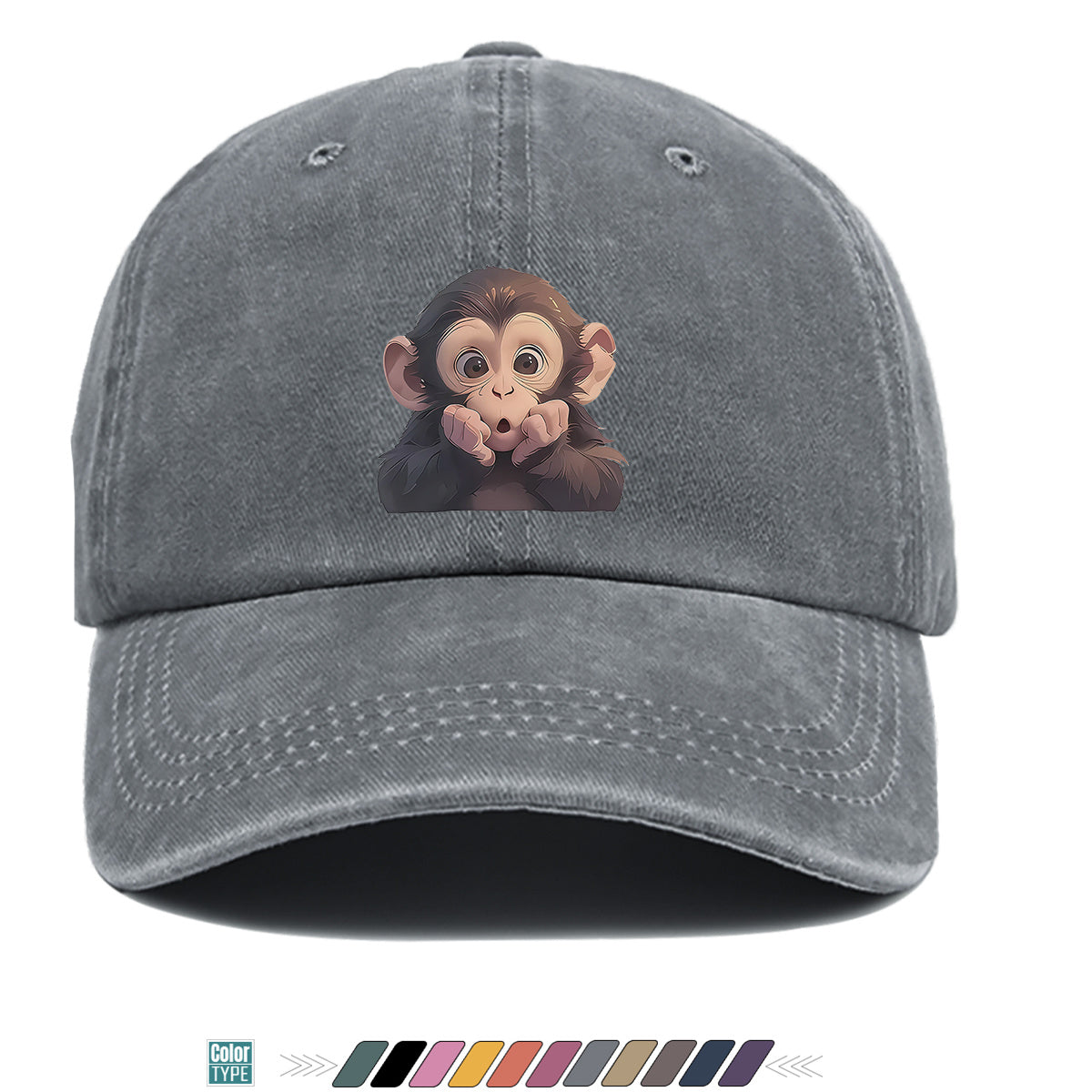 1pc Chimpanzee Print Baseball Cap Suitable for Men & Women, Adjustable Unisex Hat with Chimpanzee Face, Breathable for Streetwear, Hip-Hop, Music Festivals, Skateboarding - Trendy, Daily Commute & Outfits